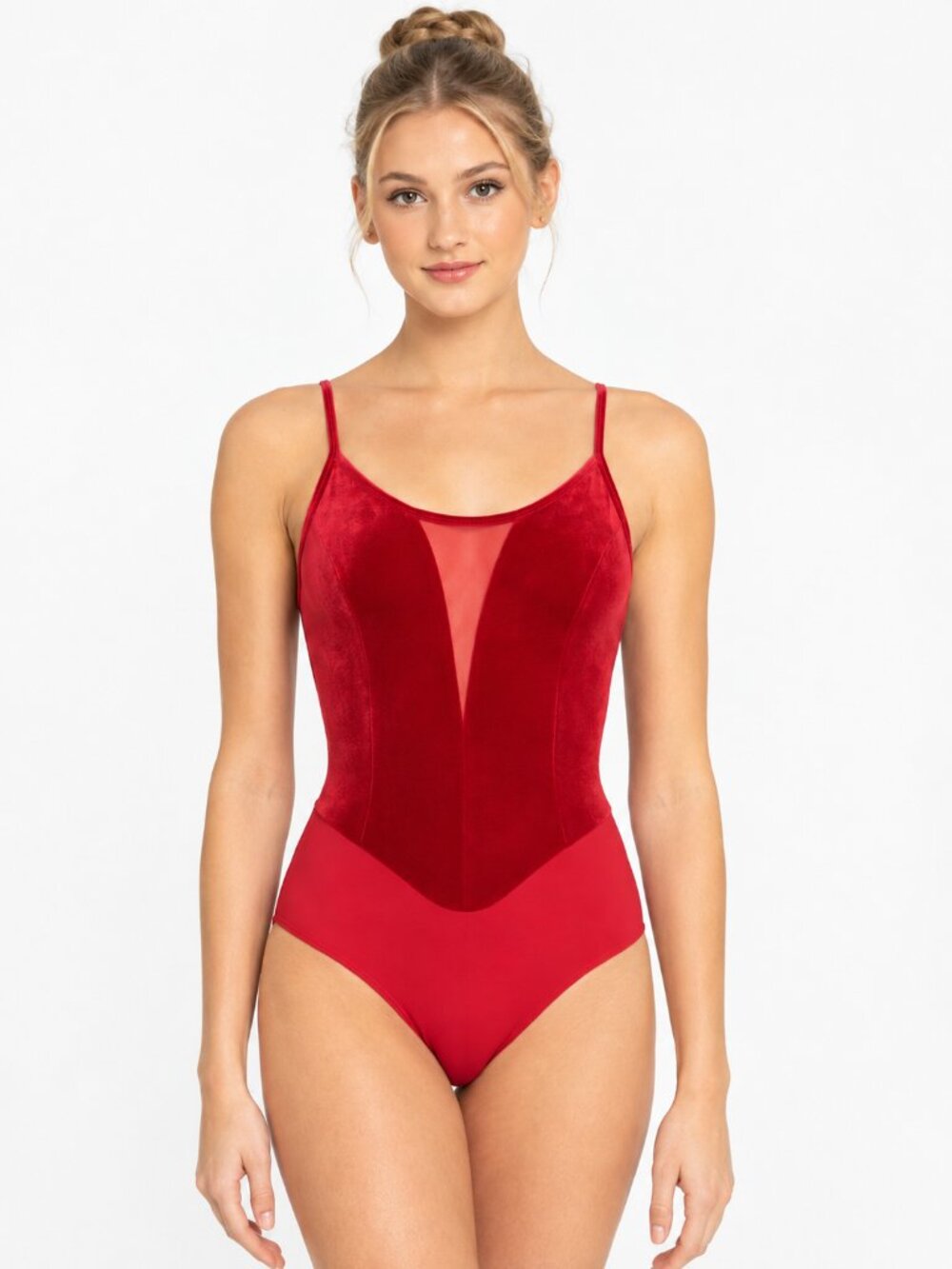 Eleve Chloe Dance Leotard Red Velvet